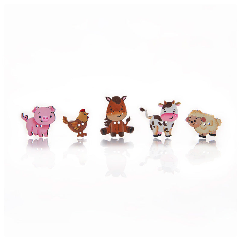 Botón Madera Animales de la granja