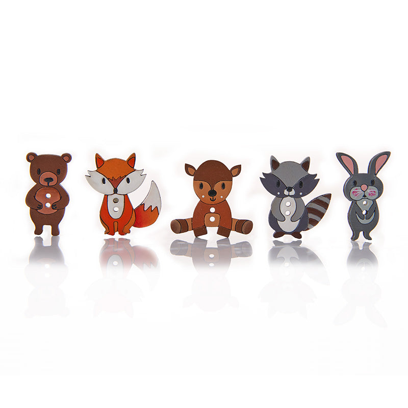 Botón Madera Animales del Bosque