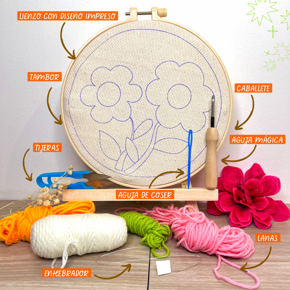 Kit pintar con lana Flores Rockeras