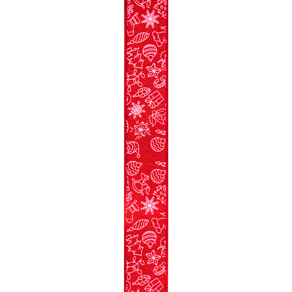 Cinta Raso 24mm  Símbolos Navideños