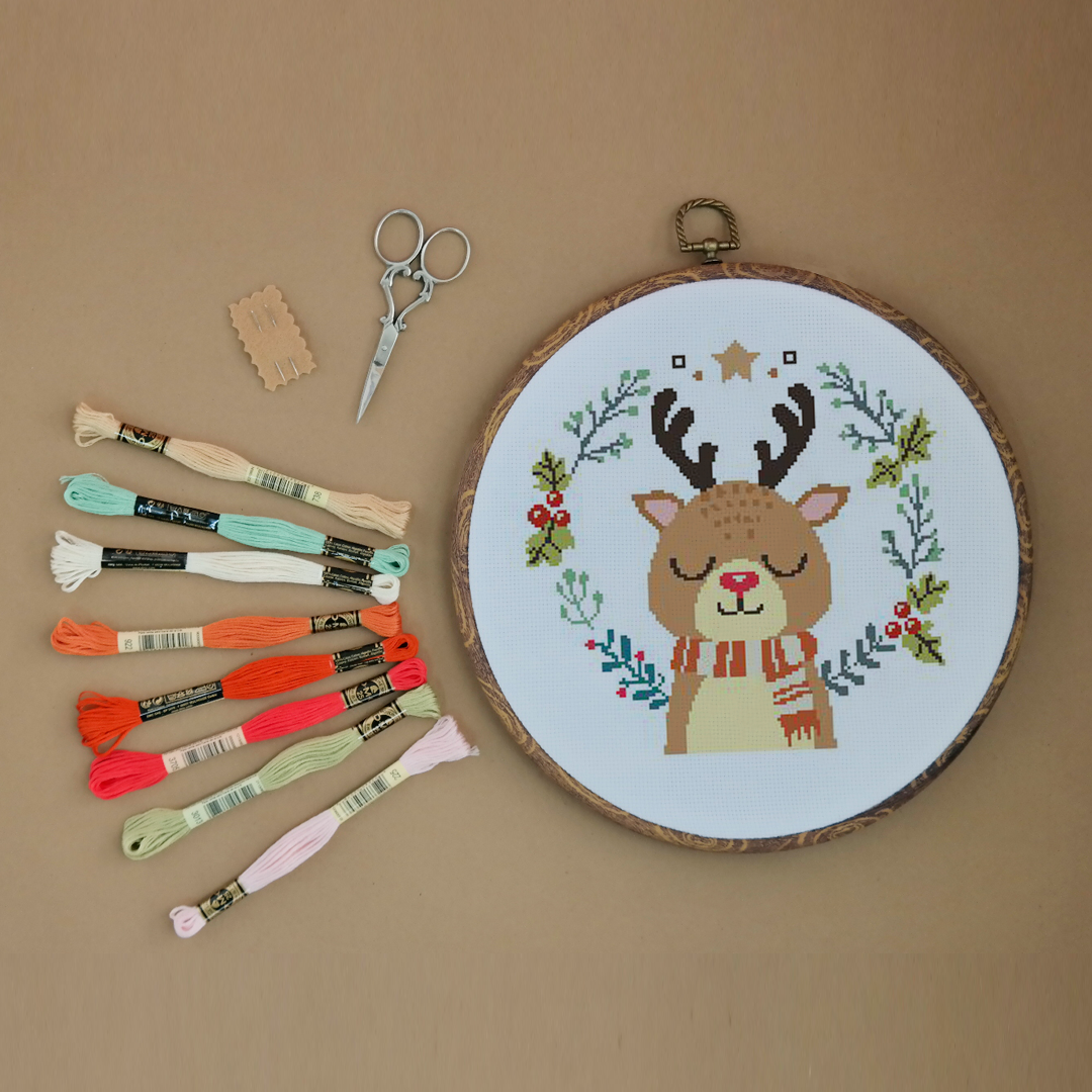 Kit Punto de Cruz Reno Flores