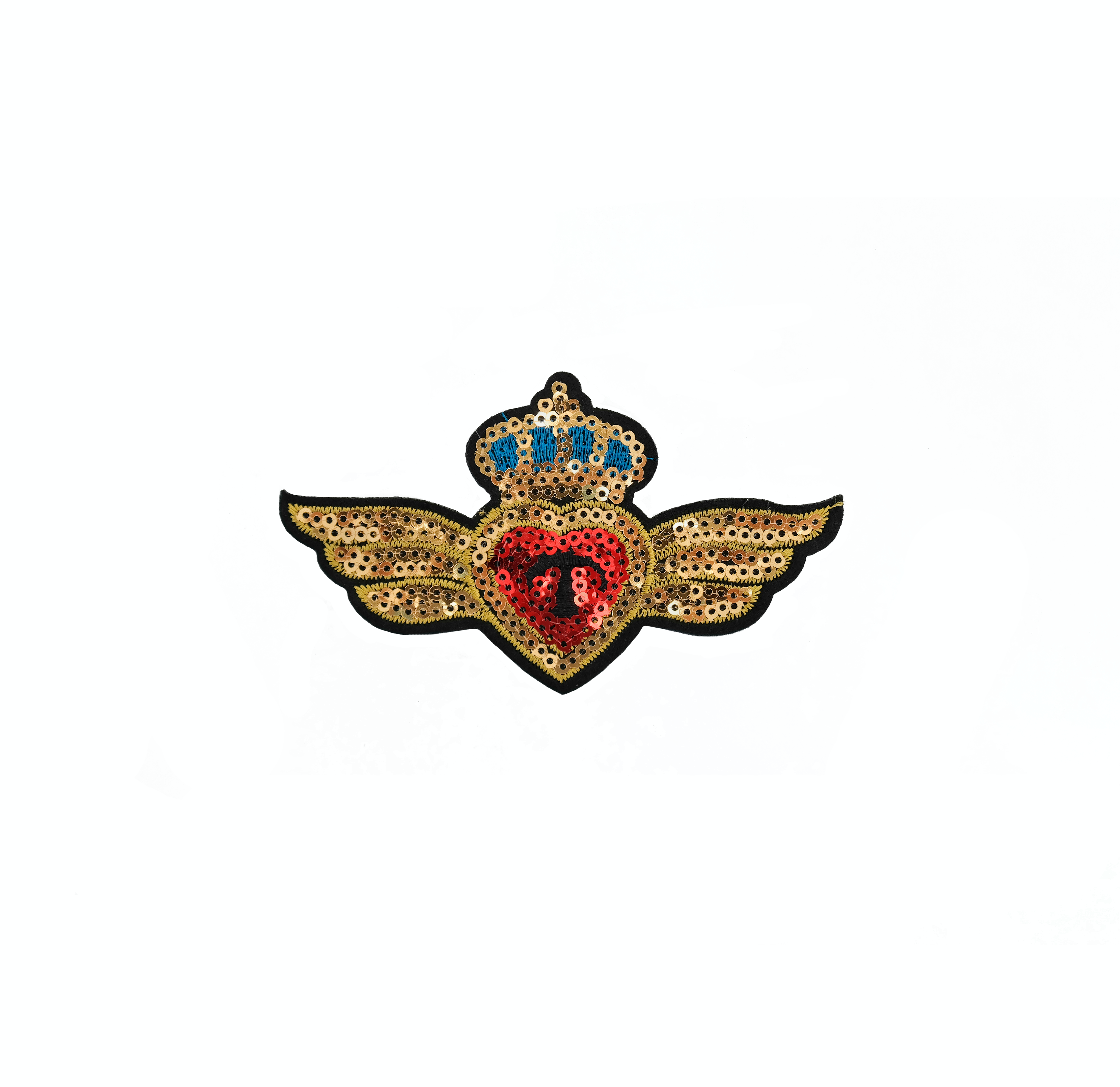 Aplique Escudo Corazón Lentejuela M 9x6 cm