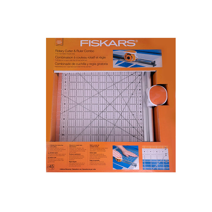 Regla giratoria con cuchilla para corte de tela Fiskars