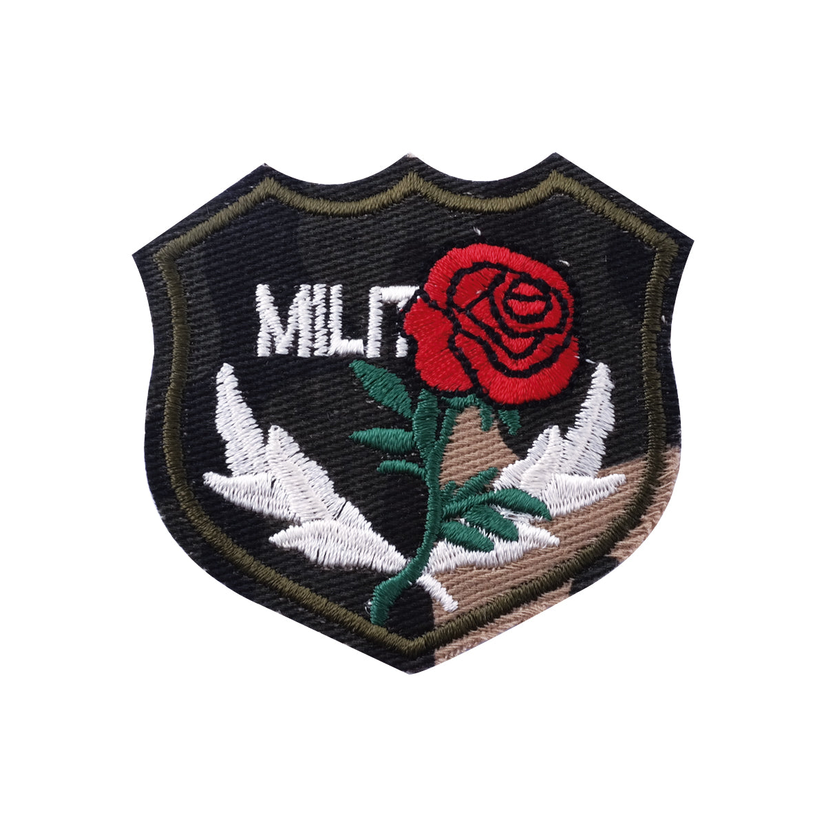 Aplique Bordado Militar y Rosa